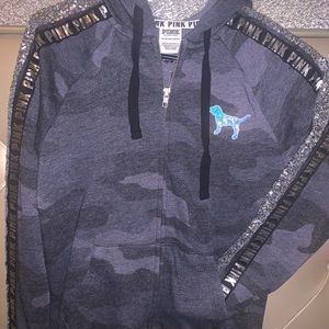 PINK sequin camo sweater